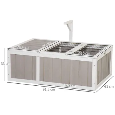 PawHut - Enclos-Tortue-Maison-Terrestre-Extérieur-Grillage-Gris-Blanc
