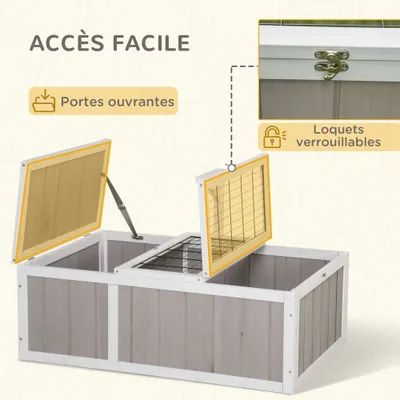 PawHut - Enclos-Tortue-Maison-Terrestre-Extérieur-Grillage-Gris-Blanc