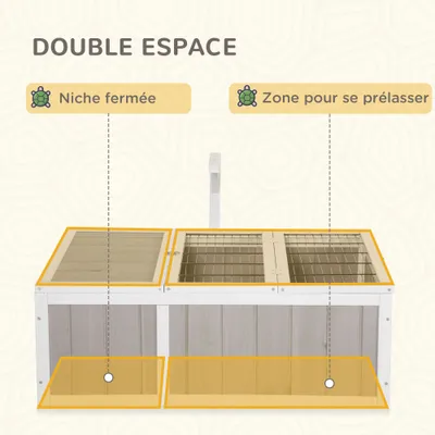 PawHut - Enclos-Tortue-Maison-Terrestre-Extérieur-Grillage-Gris-Blanc