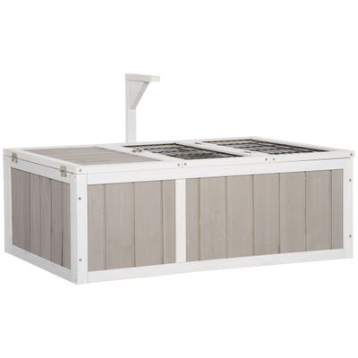 PawHut - Enclos-Tortue-Maison-Terrestre-Extérieur-Grillage-Gris-Blanc
