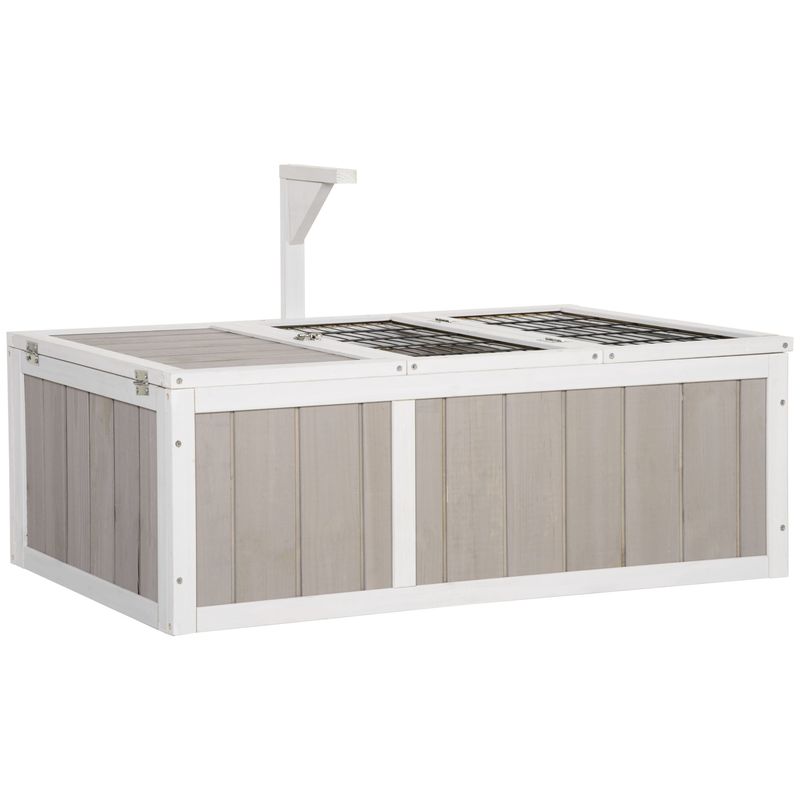 PawHut - Enclos-Tortue-Maison-Terrestre-Extérieur-Grillage-Gris-Blanc