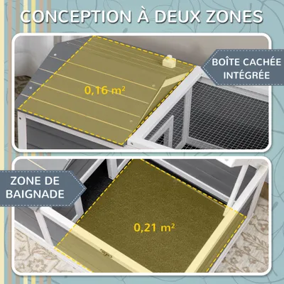 PawHut - Enclos tortue-extérieur avec toit ouvrant verrouillable-gris blanc