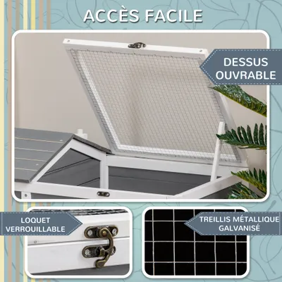 PawHut - Enclos tortue-extérieur avec toit ouvrant verrouillable-gris blanc