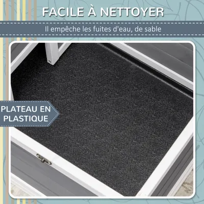 PawHut - Enclos tortue-extérieur avec toit ouvrant verrouillable-gris blanc