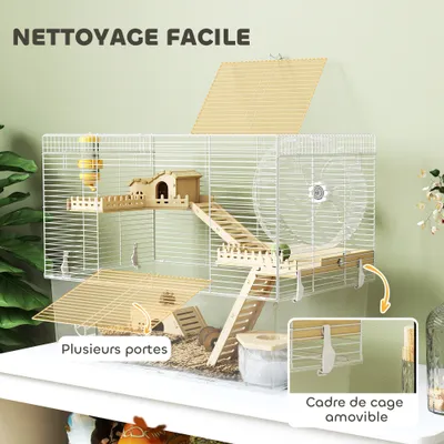 PawHut - Cage à hamster 3 niveaux -H.47cm-blanc