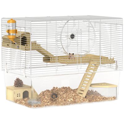 PawHut - Cage à hamster 3 niveaux -H.47cm-blanc
