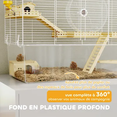 PawHut - Cage à hamster 3 niveaux -H.47cm-blanc