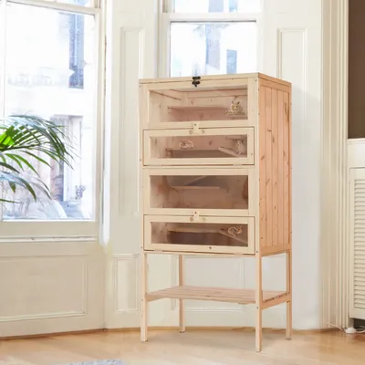 PawHut - Cage Hamsters-5 Étages Multi-H.120 cm - naturel