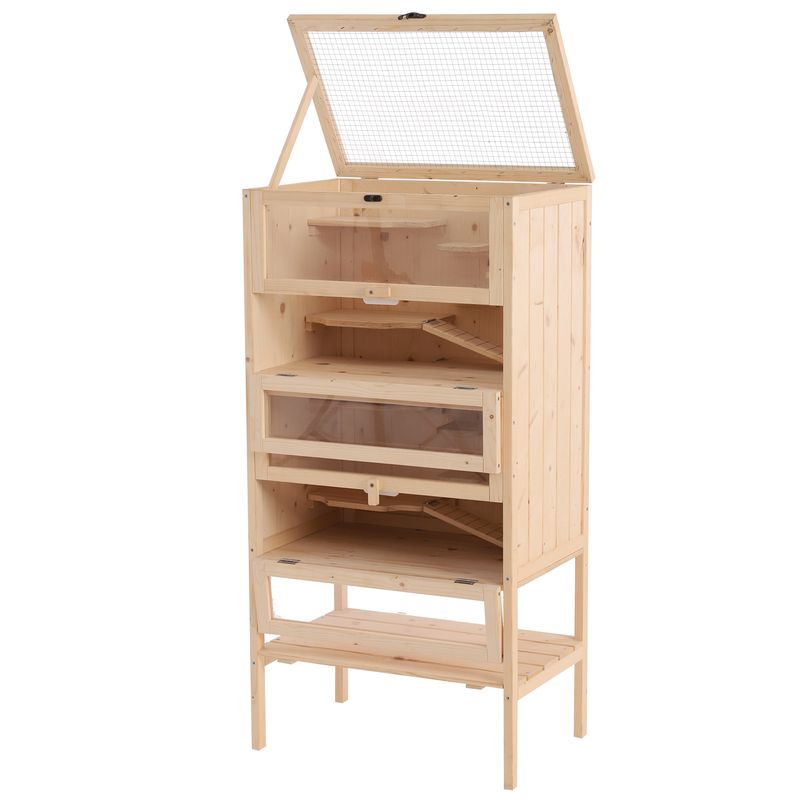 PawHut - Cage Hamsters-5 Étages Multi-H.120 cm - naturel