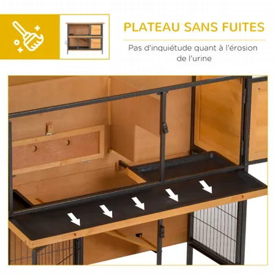 PawHut - Clapier à Lapin 2 Niv. Cloisonnable avec Accessoires PawHut - Clapier à Lapin 2 Niv. Cloisonnable avec Accessoires