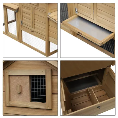 PawHut - Poulailler cottage sur pied bois L.151cm - naturel