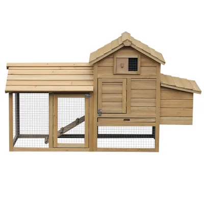 PawHut - Poulailler cottage sur pied bois L.151cm - naturel