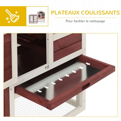 PawHut - Clapier multi-équipé niche rampe plateau déjection