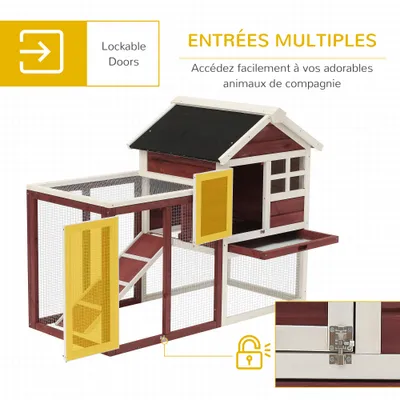 PawHut - Clapier multi-équipé niche rampe plateau déjection