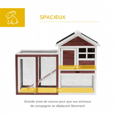PawHut - Clapier multi-équipé niche rampe plateau déjection