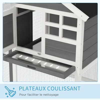 PawHut - Clapier multi-équipé niche rampe plateau déjection