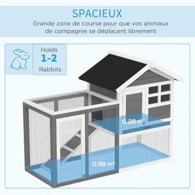PawHut - Clapier multi-équipé niche rampe plateau déjection