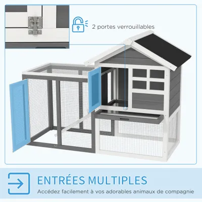 PawHut - Clapier multi-équipé niche rampe plateau déjection