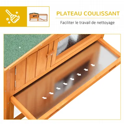 PawHut - Clapier Lapins 2 étages tiroir déjection toit ouvrant