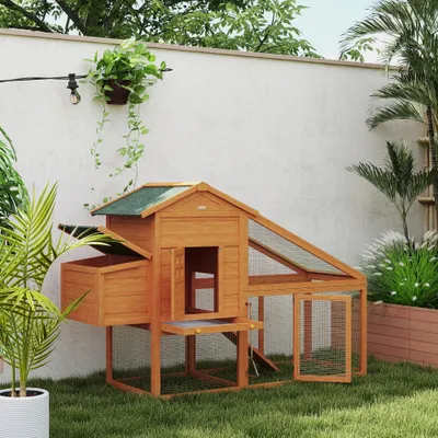 PawHut - Poulailler Cottage Grand Confort Multi-équipement H.115cm