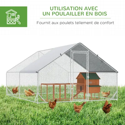 PawHut - Enclos poulailler chenil couvert acier