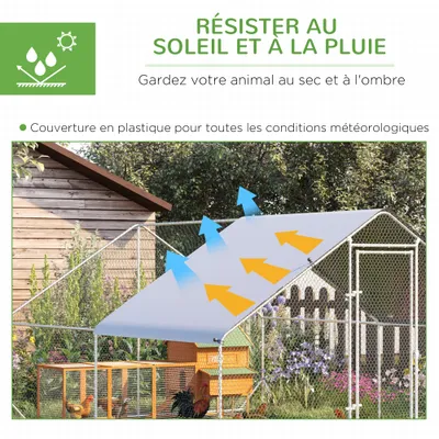PawHut - Enclos poulailler chenil couvert acier