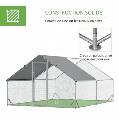 PawHut - Enclos poulailler chenil couvert acier