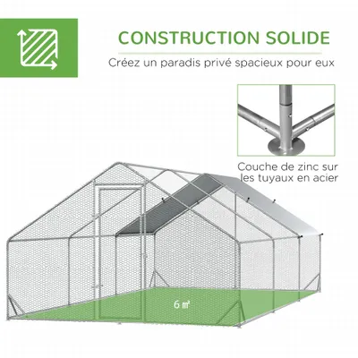 PawHut - Enclos poulailler chenil couvert acier