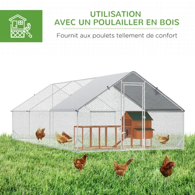 PawHut - Enclos poulailler chenil couvert acier