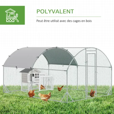 PawHut - Enclos Poulailler Chenil avec Abri et Acier Galvanisé H.197cm
