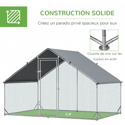 PawHut - Enclos poulailler chenil couvert acier PawHut - Enclos poulailler chenil couvert acier