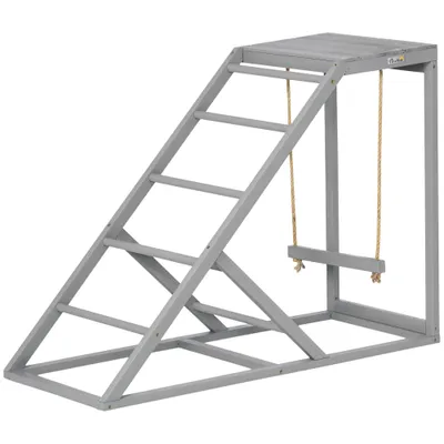 PawHut - Perchoir poule 3 en 1 balançoire plateforme H.71cm-gris