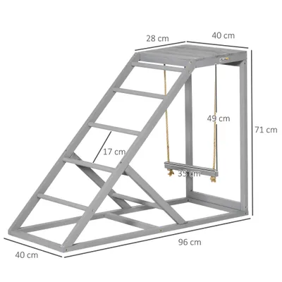 PawHut - Perchoir poule 3 en 1 balançoire plateforme H.71cm-gris