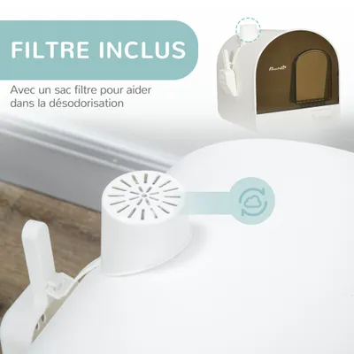 PawHut - Maison de toilette litière chat porte battante pelle filtre PawHut - Maison de toilette litière chat porte battante pelle filtre