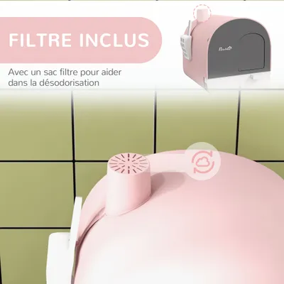PawHut - Maison de toilette litière chat porte battante pelle filtre