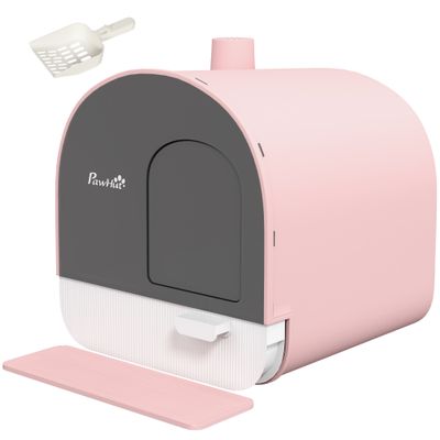 PawHut - Maison de toilette litière chat porte battante pelle filtre
