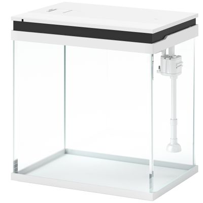 PawHut - Aquarium en verre filtre, LED, pompe, couvercle -blanc