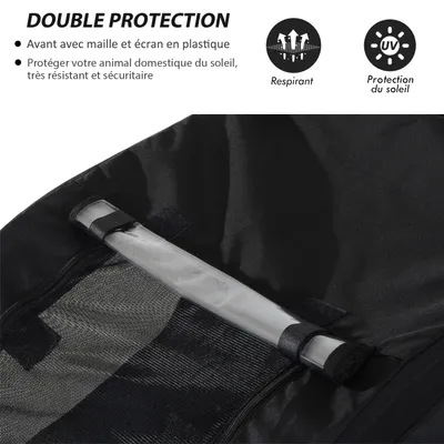 PawHut - Remorque vélo pour chiens avec 8 réflecteurs drapeau - blanc noir