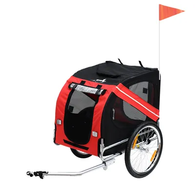 PawHut - Remorque Vélo Chien Pliable Imperméable H.90cm - rouge