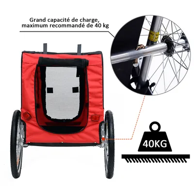 PawHut - Remorque Vélo Chien Pliable Imperméable H.90cm - rouge