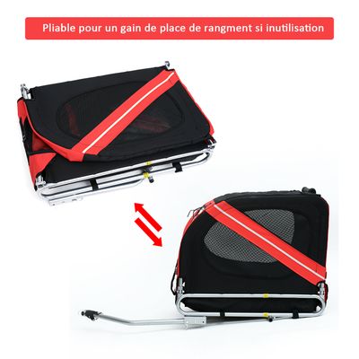 PawHut - Remorque Vélo Chien Pliable Imperméable H.90cm - rouge