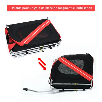 PawHut - Remorque Vélo Chien Pliable Imperméable H.90cm - rouge