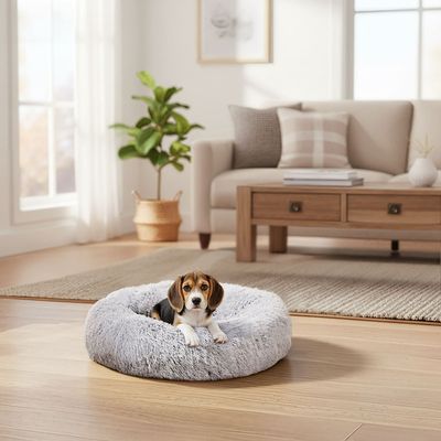 Feandrea Lit pour Chien, Panier en Forme de Beignet pour Chien
