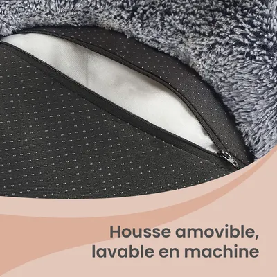 Feandrea Lit pour Chien, Panier en Forme de Beignet pour Chien