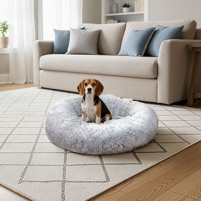 Feandrea Lit pour Chien, Panier en Forme de Beignet pour Chien