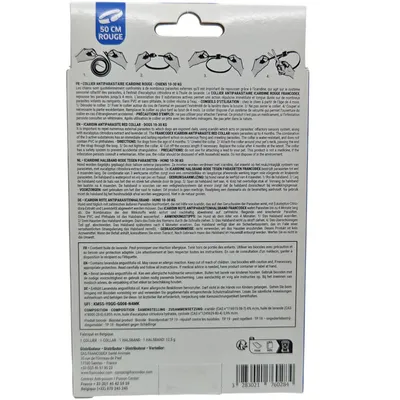 Collier Antiparasitaire Icaridine Rouge 50 cm pour Chien (10-30 kg)