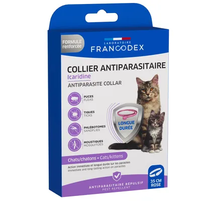 Collier Antiparasitaire Icaridine Rose 35 cm pour Chat et Chaton