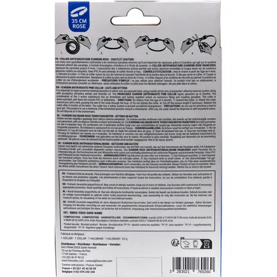 Collier Antiparasitaire Icaridine Rose 35 cm pour Chat et Chaton