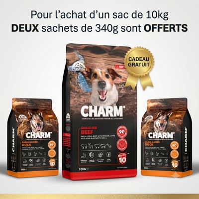 CHARM Bœuf Nourri à l'Herbe Adulte pour chien 10kg - Sans Céréales