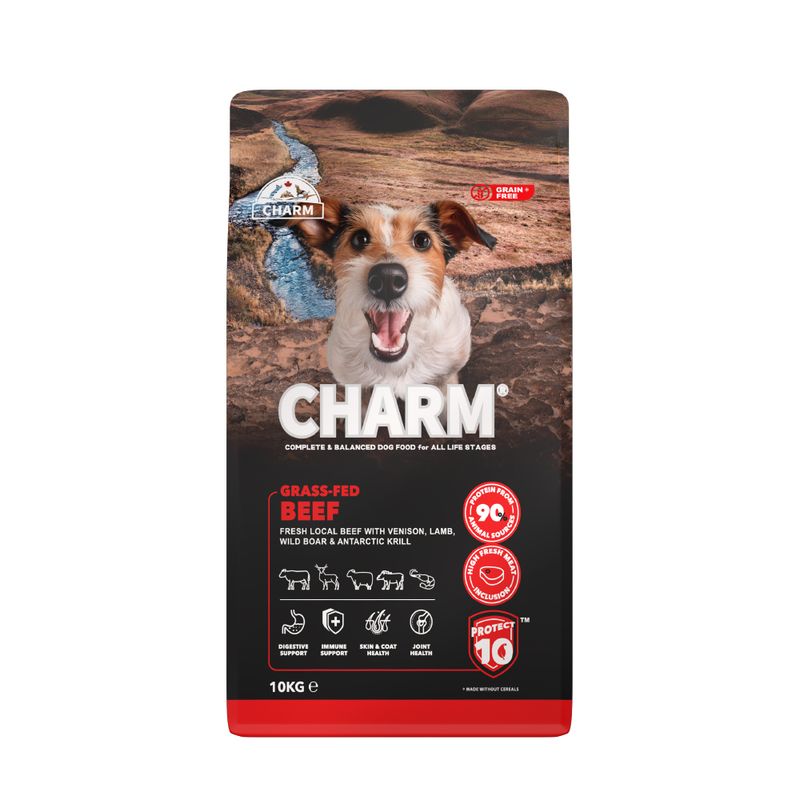 CHARM Croquettes Bœuf 10kg Chien Actif - Nutrition Premium Élevée